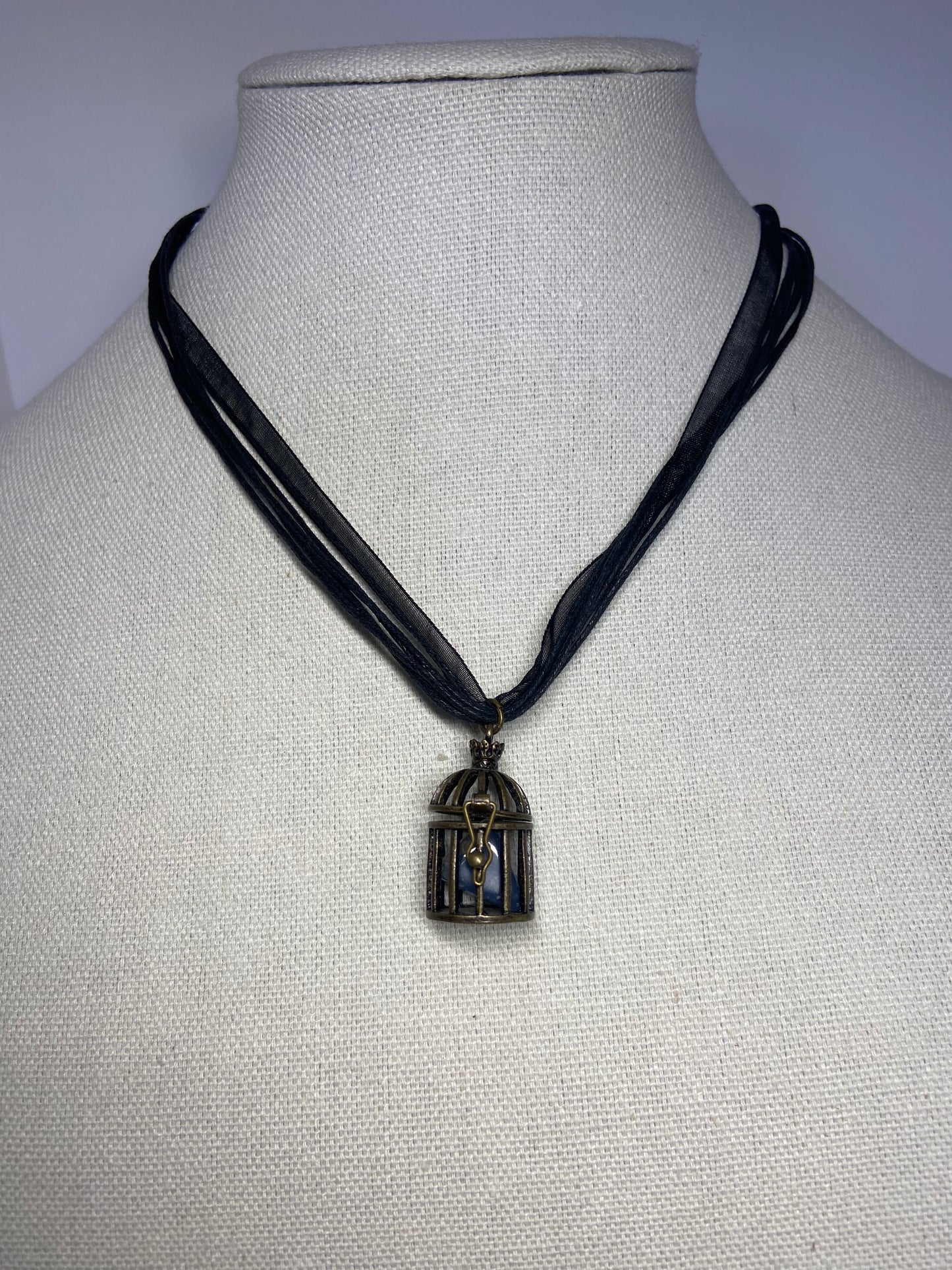 Necklace birdcage blue lace agate