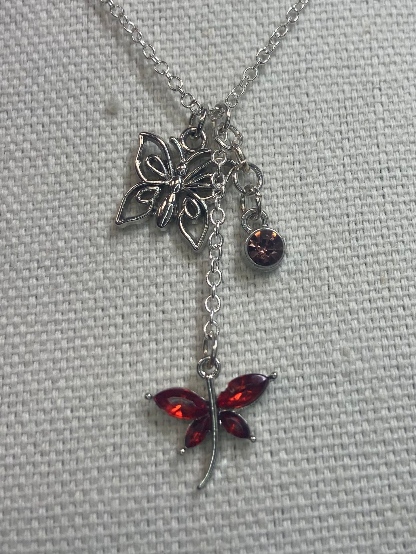 Necklace butterfly dragonfly charm
