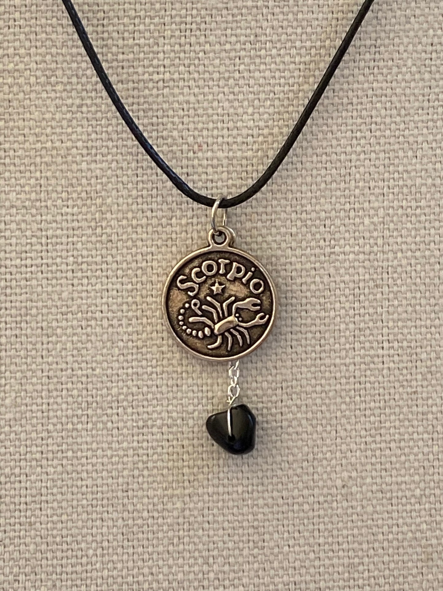 Necklace zodiac charm and hanging rock