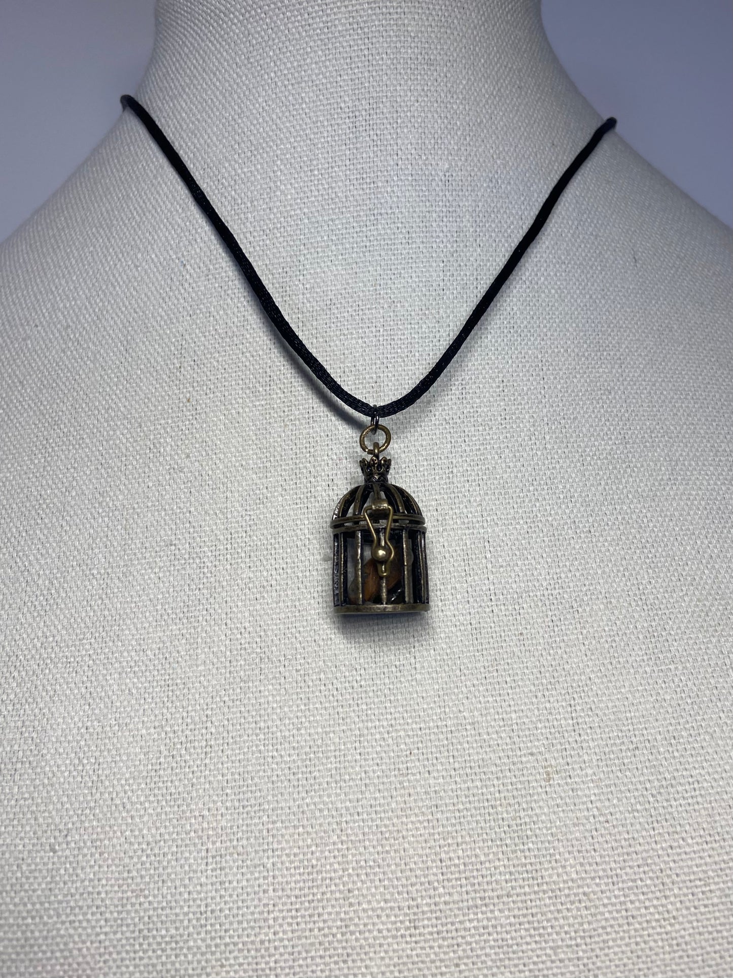 Necklace birdcage tigers eye