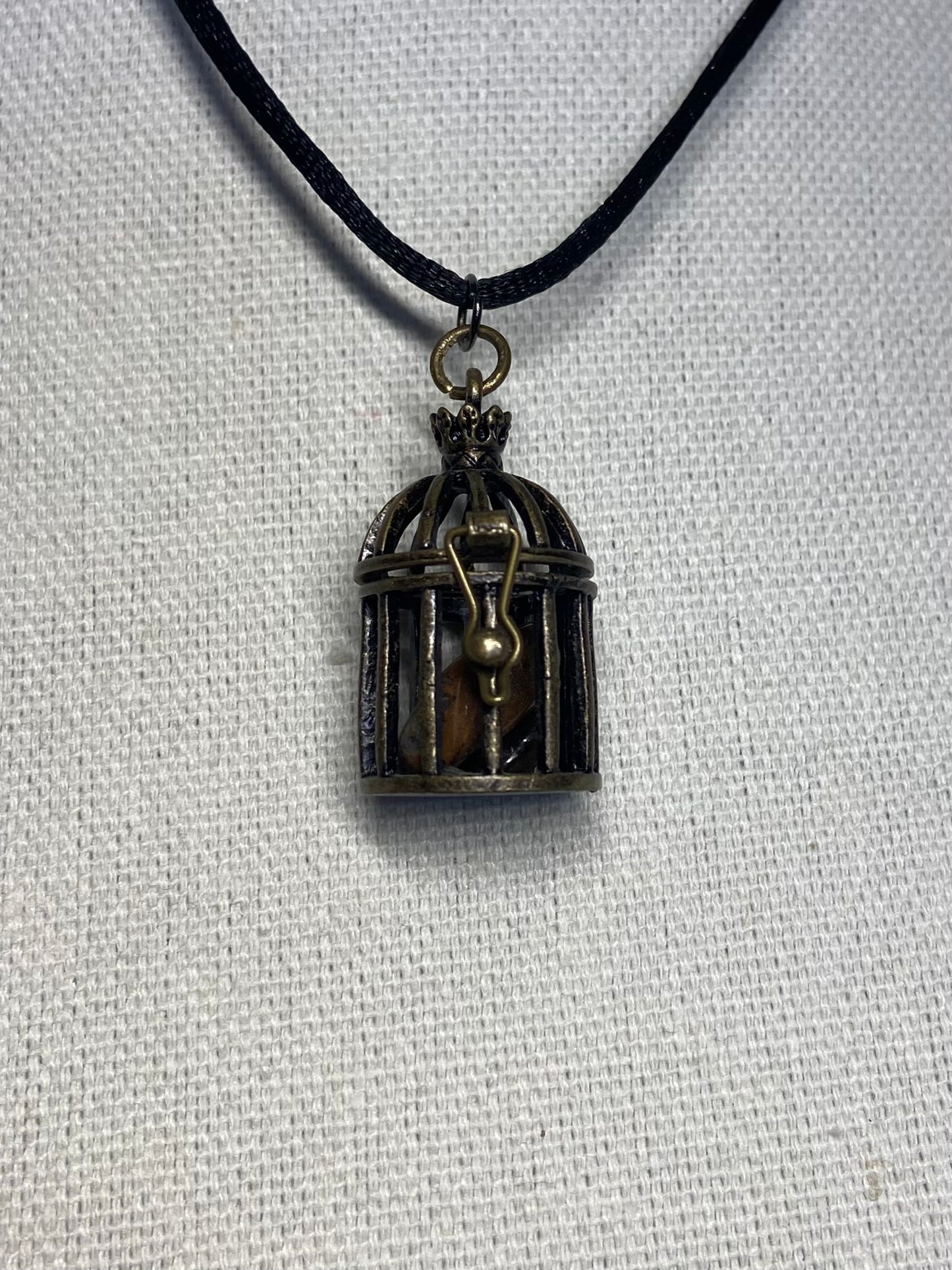 Necklace birdcage tigers eye