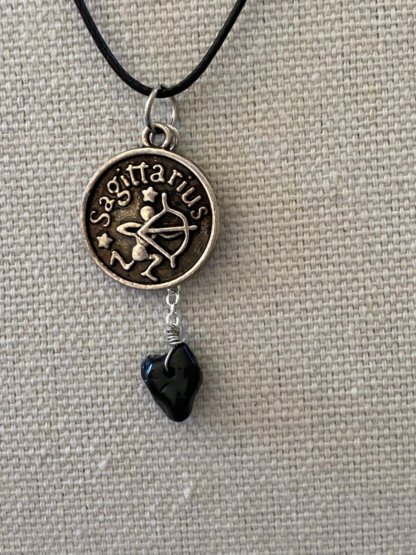 Necklace zodiac charm and hanging rock