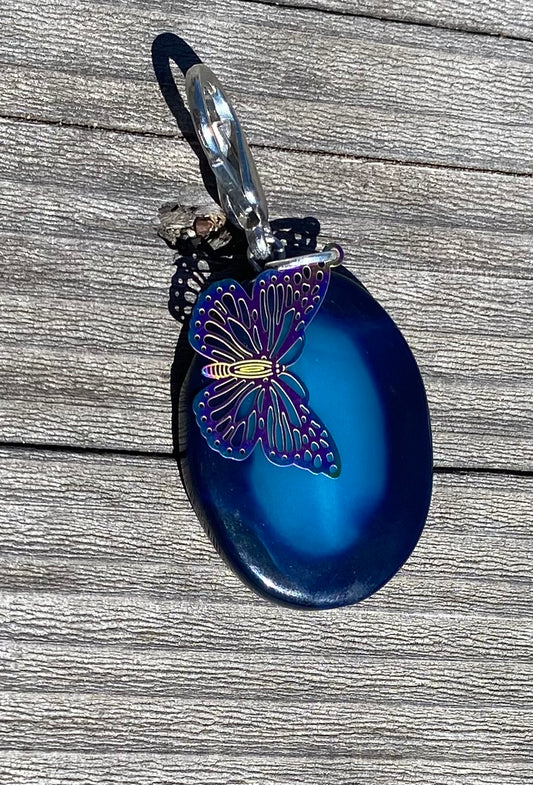Keychain bluestone/multicolor butterfly