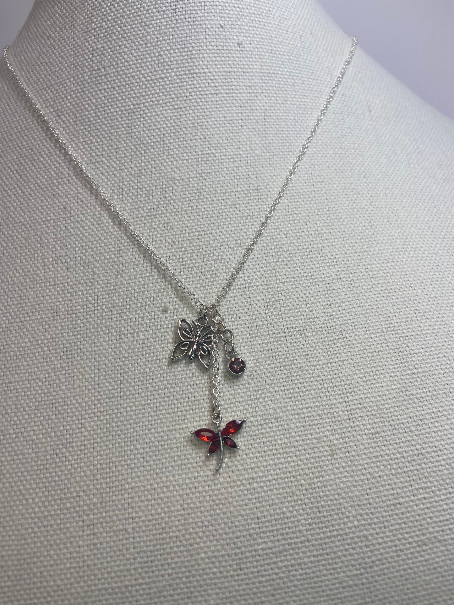 Necklace butterfly dragonfly charm