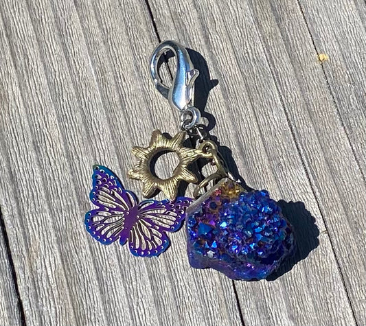 Keychain multicolor rock/butterfly