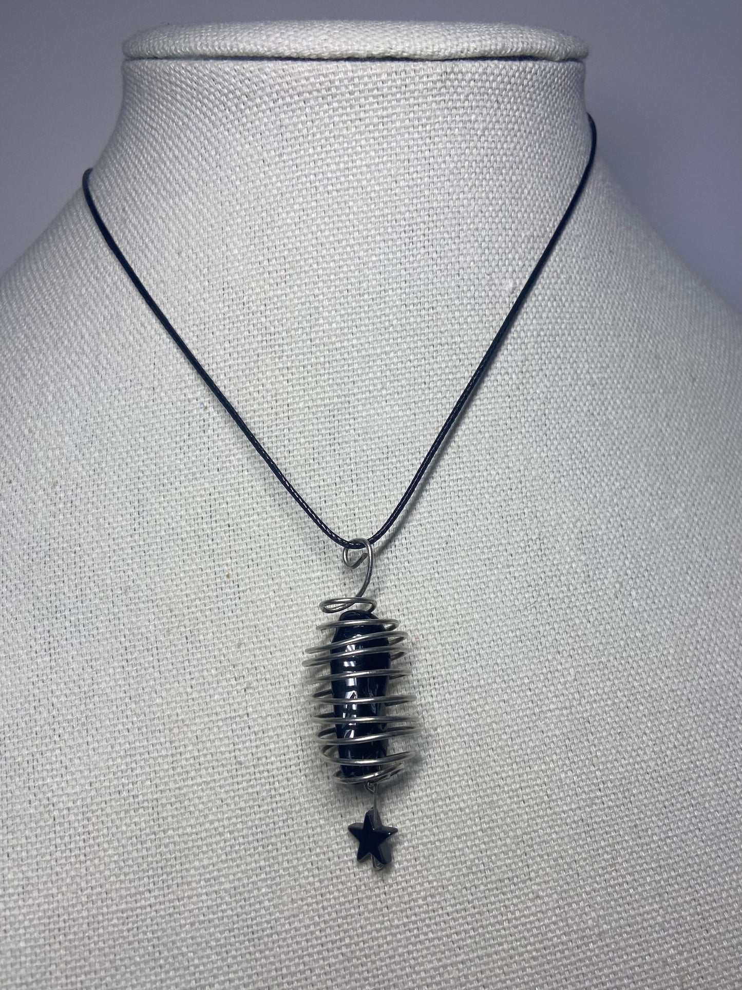 Necklace black obsidian