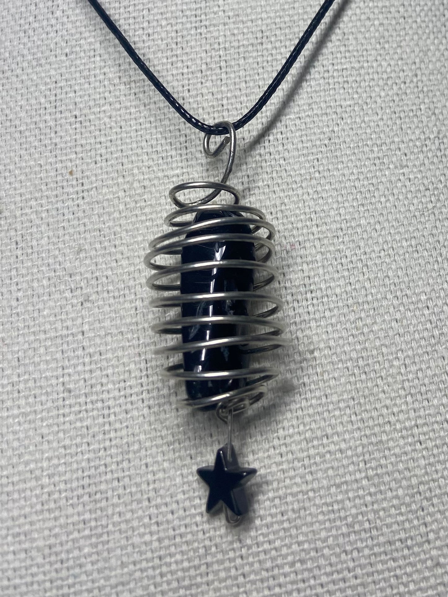 Necklace black obsidian