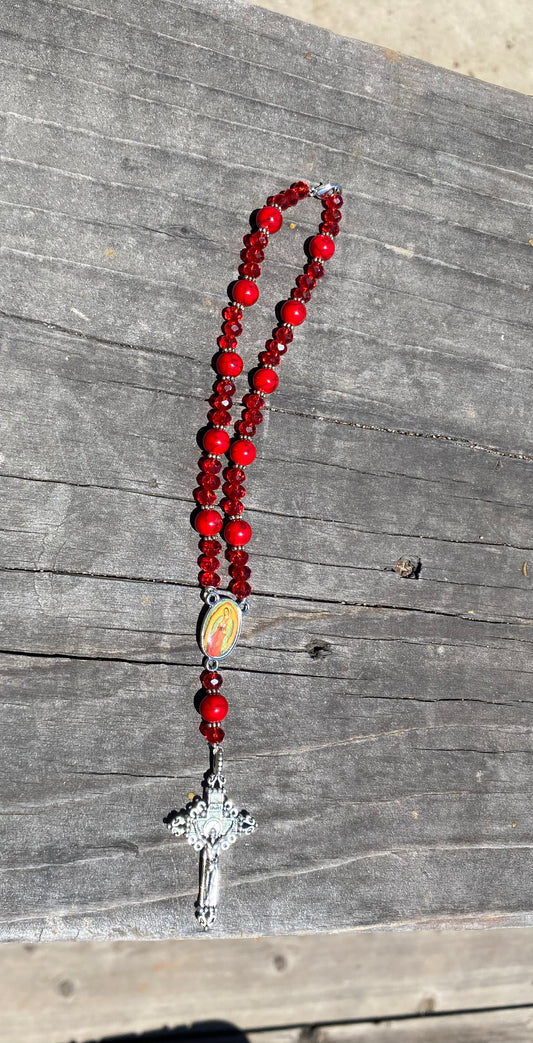 Car rosary red agate