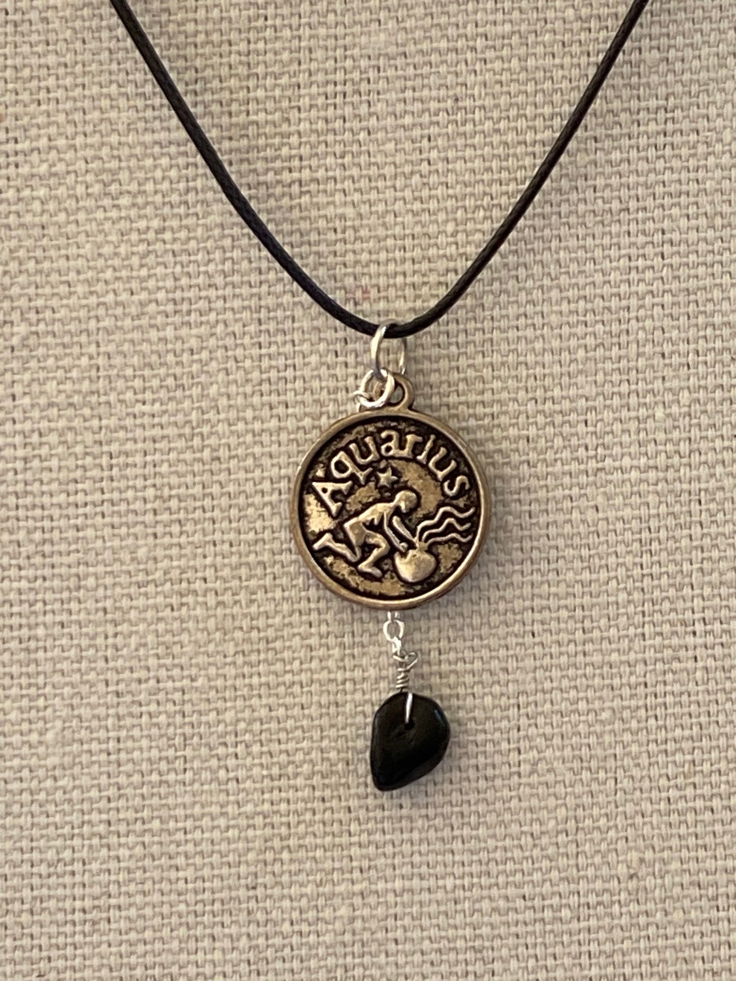 Necklace zodiac charm and hanging rock